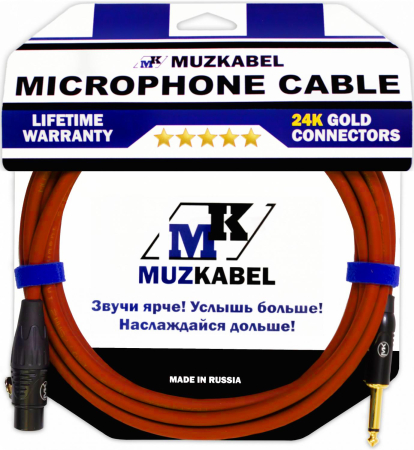 Микрофонный кабель MUZKABEL TXJIK3R - 6 метров, JACK (моно) - XLR (мама)