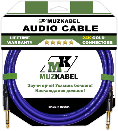 Аудио кабель MUZKABEL BZFMK1V - 1 метр, JACK (стерео) - JACK (стерео)